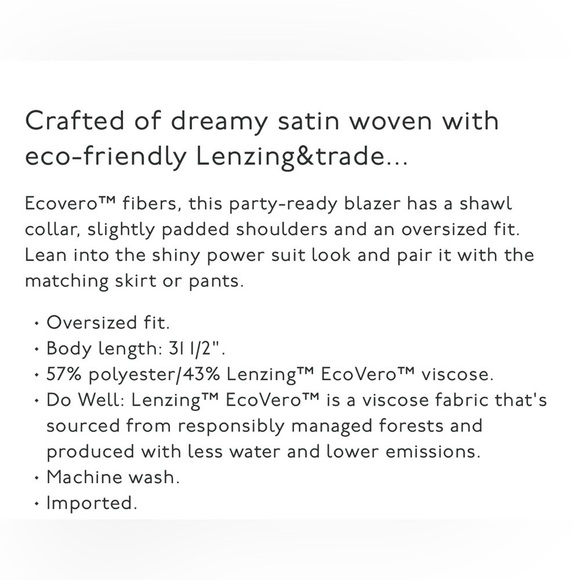 Madewell Gold Satin Oversized Blazer Size 10 - Picture 13 of 13